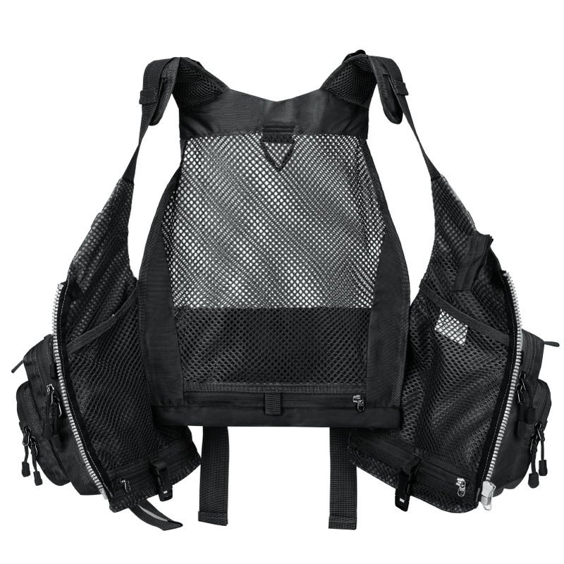 Gonex Fly Fishing Vest for Men Women, Comfortable Adjustable Fishing Vest with Multi-Pockets Reflective Stripes, Black - Image 5